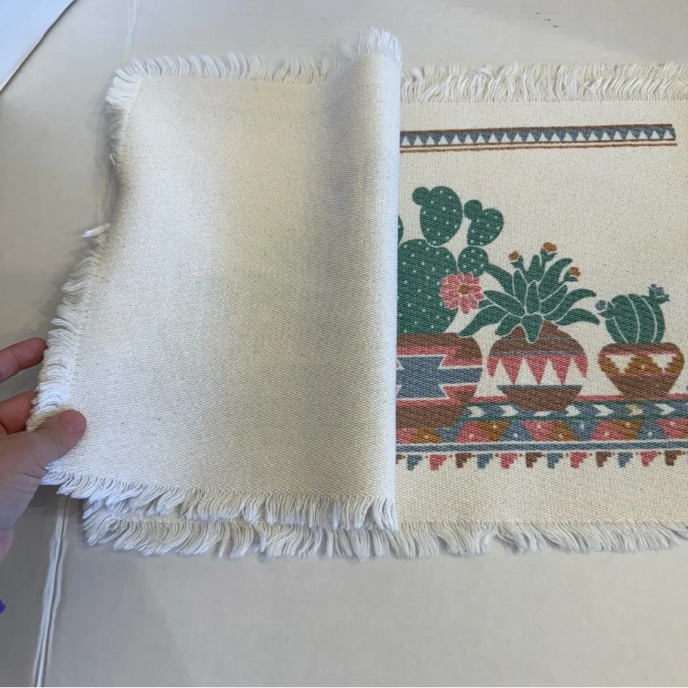 Cactus Southwest Style Set of 4  Table Placemats Plants Country Aztec Theme